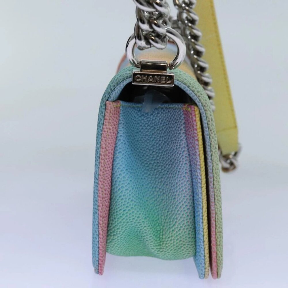 CHANEL Matelasse Boy Chanel Chain Shoulder Bag Leather Rainbow CC Auth 71579SM - Picture 6 of 15